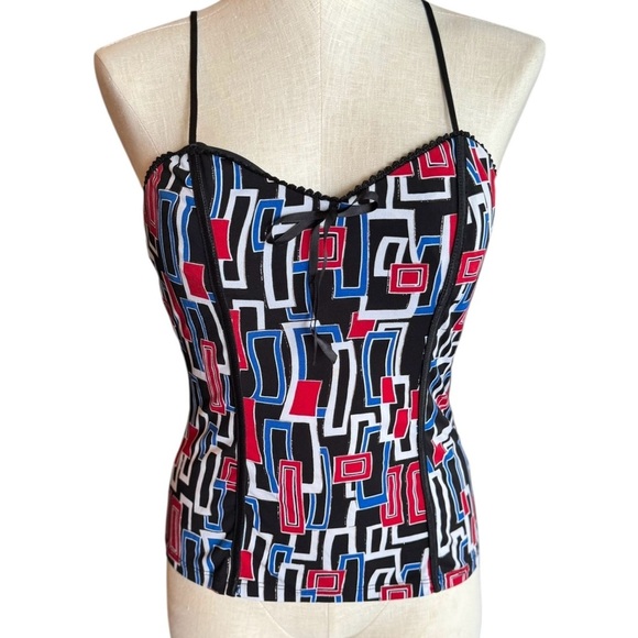 Y2K Corset Style Lace Patterned Baby Tank size Large *Runs Small - Picture 1 of 8